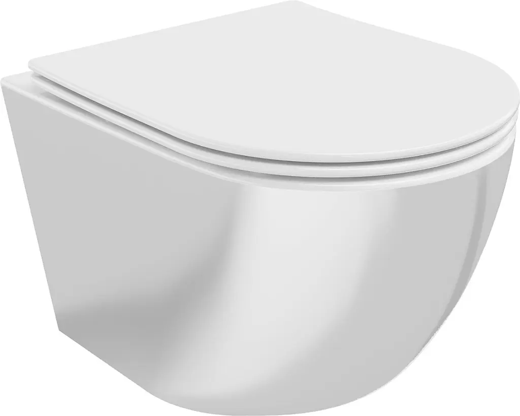MEXEN Lena Závěsná WC mísa včetně sedátka s slow-slim, duroplast, bílá/stříbrná 30224004