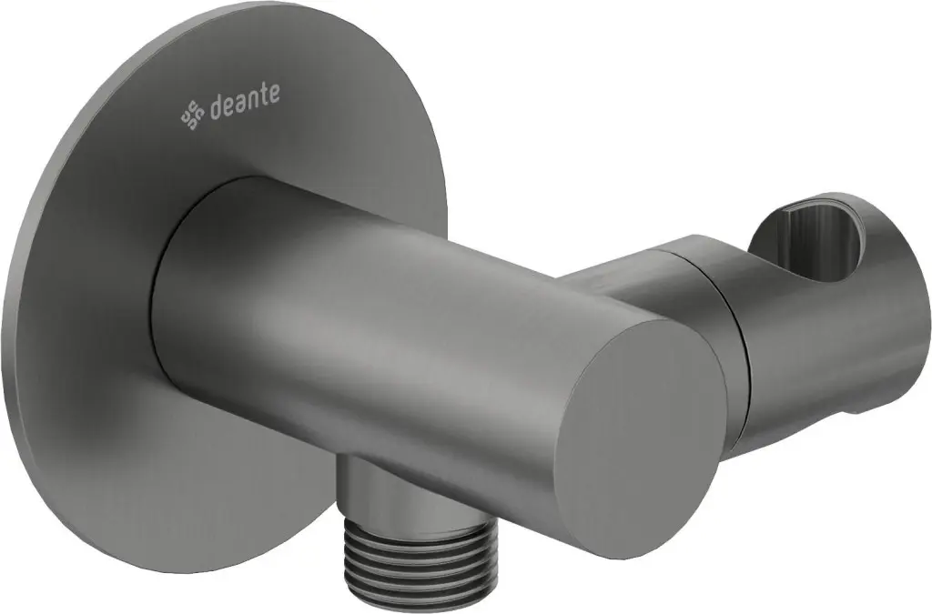 DEANTE Silia titan Úhlová hadicová spojka, kulatá, s držákem ruční sprchy NQS_D57K