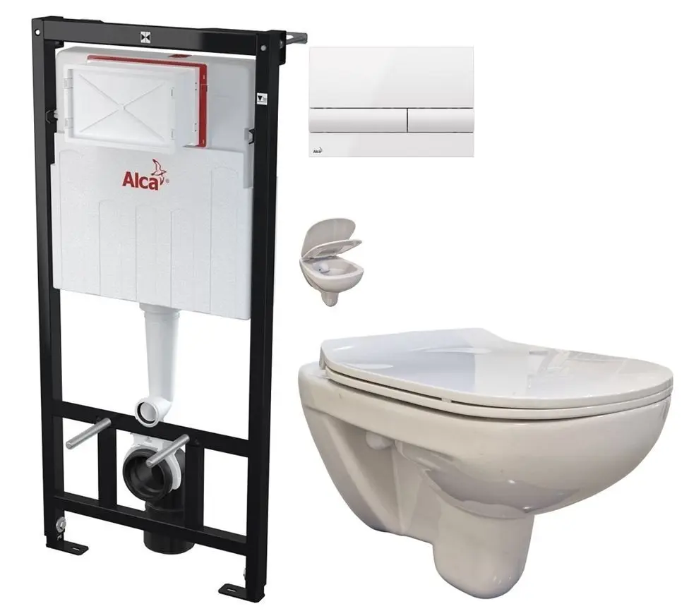 Předstěnový instalační systém s bílým tlačítkem M1710 + WC bez oplachového kruhu Edge + SEDÁTKO AM101/1120 M1710 EG1