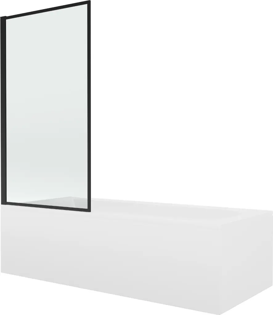MEXEN/S Vega obdélníková vana 150 x 70 cm s panelem  + vanová zástěna 70,  černá  vzor fix 550115070X9307007070