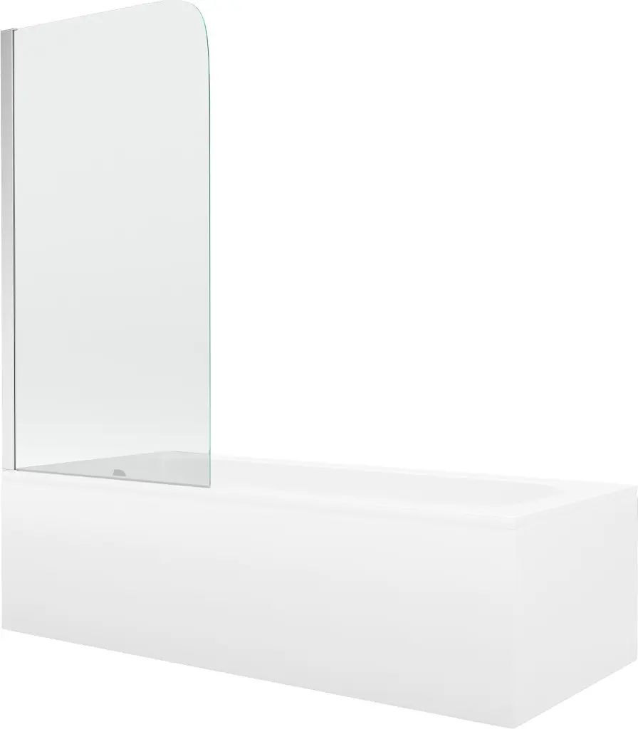 MEXEN/S Vega obdélníková vana 160 x 70 cm s panelem  + vanová zástěna 80, transparent, chrom 550116070X9008010100
