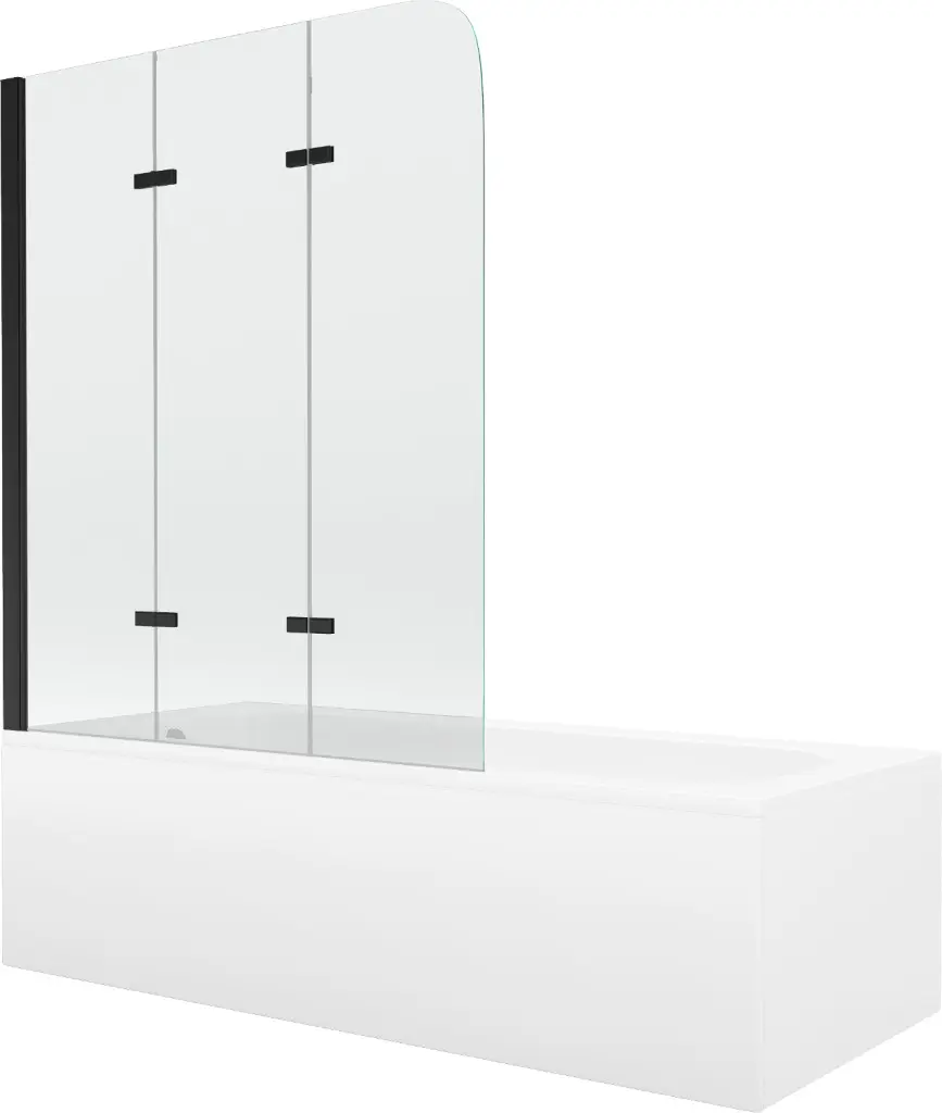 MEXEN/S Vega obdélníková vana 170 x 70 cm s panelem  + vanová zástěna 120, transparent,  černá 550117070X9012037000