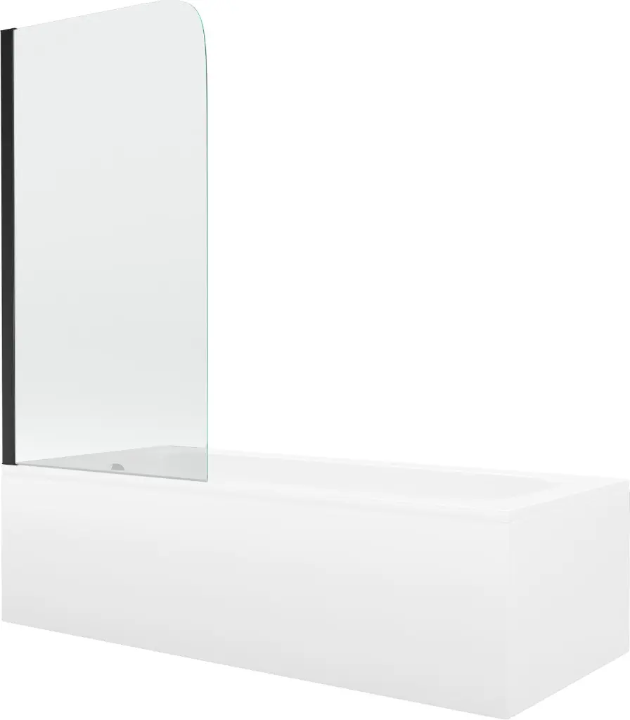 MEXEN/S Vega obdélníková vana 180 x 80 cm s panelem  + vanová zástěna 70, transparent,  černá 550118080X9007017000