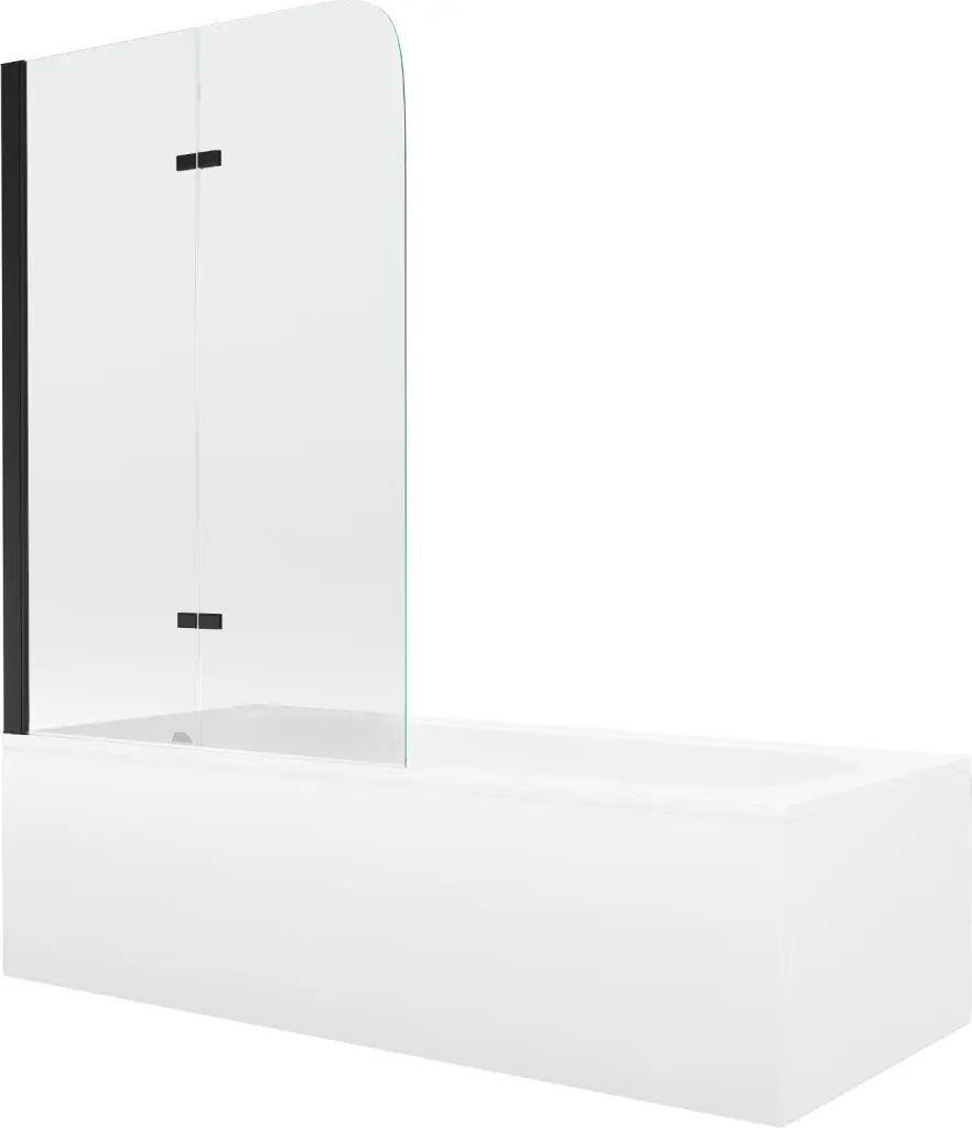 MEXEN/S Vega obdélníková vana 180 x 80 cm s panelem  + vanová zástěna 80, transparent,  černá 550118080X9008027000