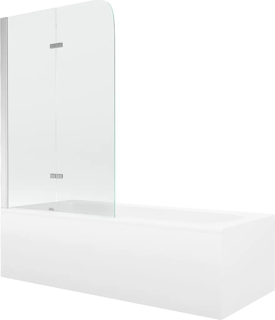 MEXEN/S Vega obdélníková vana 180 x 80 cm s panelem  + vanová zástěna 100, transparent, chrom 550118080X9010020100