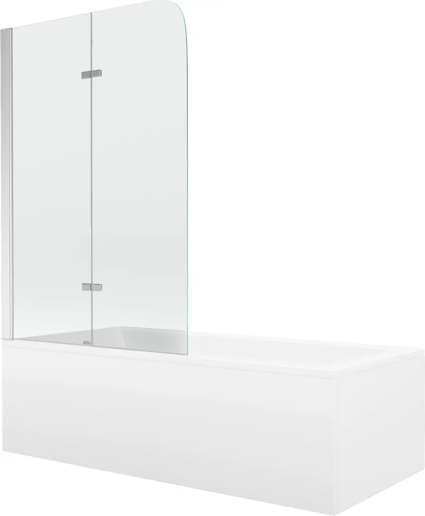 MEXEN/S Cubik obdélníková vana 150 x 70 cm s panelem  + vanová zástěna 80, transparent, chrom 550315070X9008020100