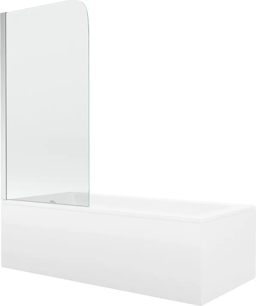 MEXEN/S Cubik obdélníková vana 160 x 70 cm s panelem  + vanová zástěna 70, transparent, chrom 550316070X9007010100