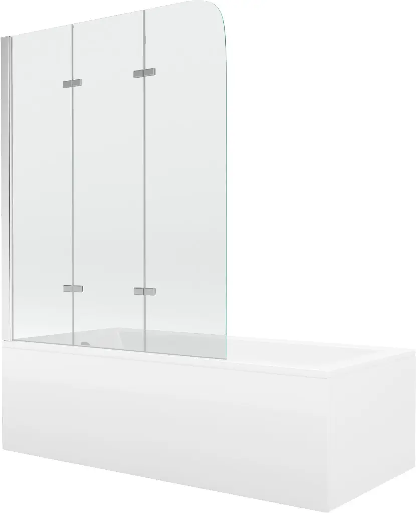 MEXEN/S Cubik obdélníková vana 160 x 70 cm s panelem  + vanová zástěna 120, transparent, chrom 550316070X9012030100