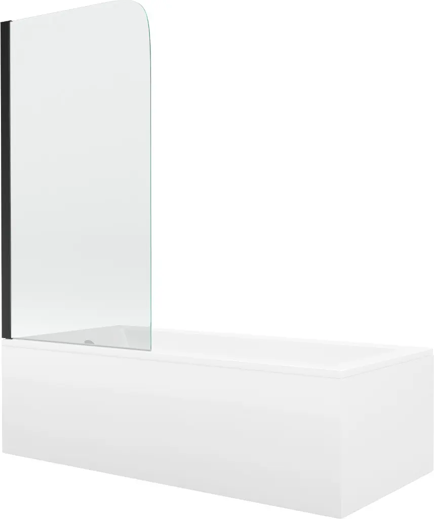MEXEN/S Cubik obdélníková vana 170 x 70 cm s panelem  + vanová zástěna 70, transparent,  černá 550317070X9007017000