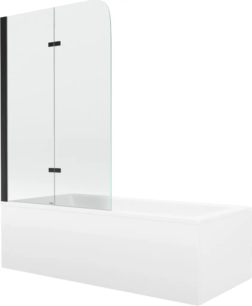 MEXEN/S Cubik obdélníková vana 170 x 70 cm s panelem  + vanová zástěna 100, transparent,  černá 550317070X9010027000