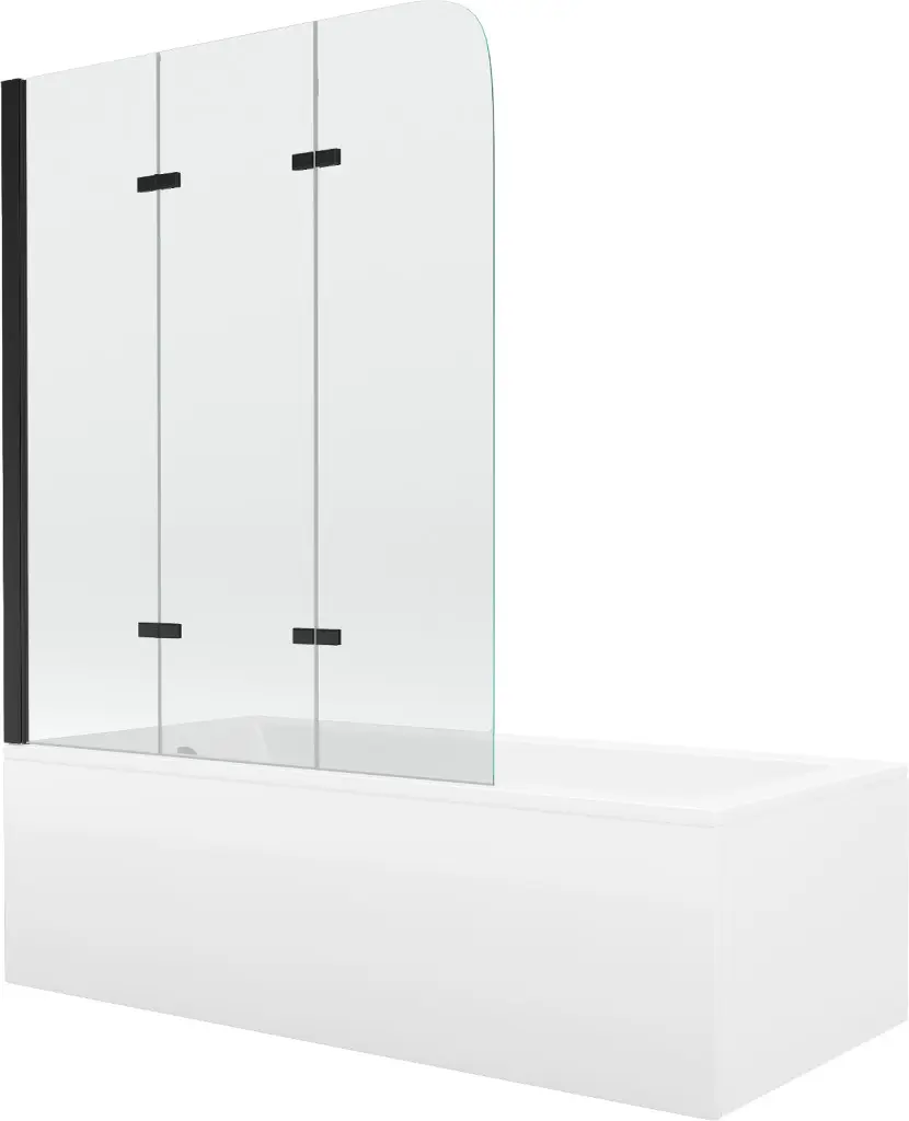MEXEN/S Cubik obdélníková vana 170 x 70 cm s panelem  + vanová zástěna 120, transparent,  černá 550317070X9012037000