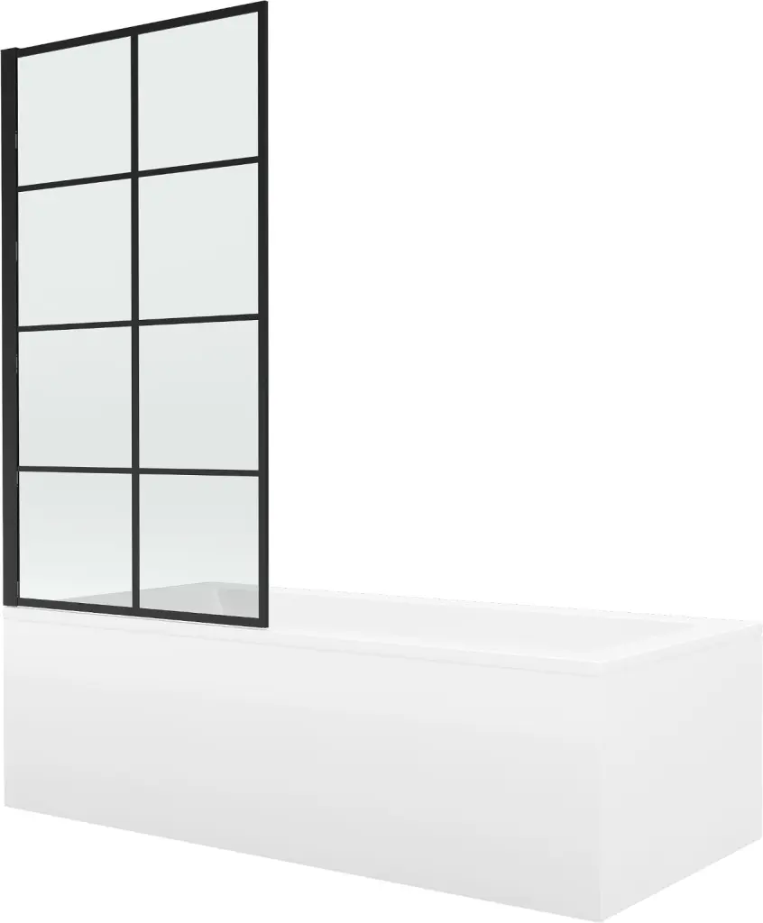 MEXEN/S Cubik obdélníková vana 170 x 70 cm s panelem  + vanová zástěna 80,  černá  vzor fix 550317070X9308007077