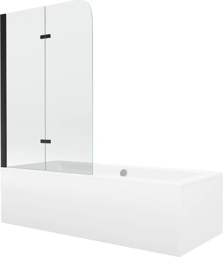 MEXEN/S Cube obdélníková vana 170 x 80 cm s panelem  + vanová zástěna 100, transparent,  černá 550517080X9010027000