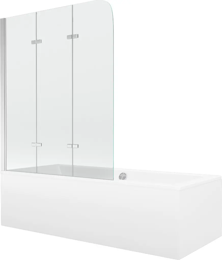 MEXEN/S Cube obdélníková vana 170 x 80 cm s panelem  + vanová zástěna 120, transparent, chrom 550517080X9012030100