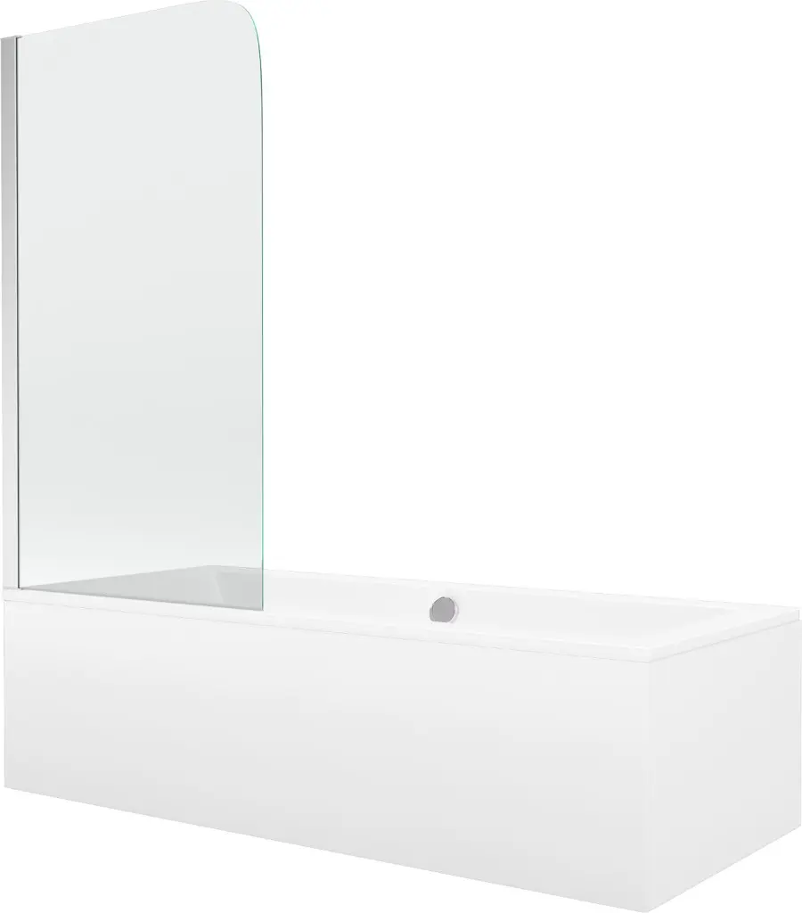MEXEN/S Cube obdélníková vana 180 x 80 cm s panelem  + vanová zástěna 70, transparent, chrom 550518080X9007010100