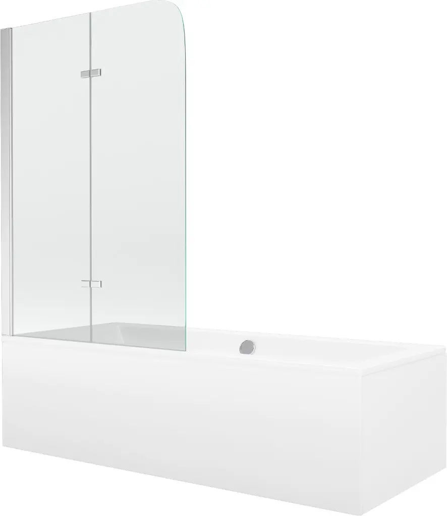 MEXEN/S Cube obdélníková vana 180 x 80 cm s panelem  + vanová zástěna 100, transparent, chrom 550518080X9010020100