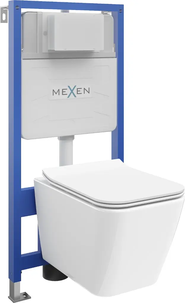 MEXEN/S WC předstěnová instalační sada Fenix Slim s mísou WC Cube + sedátko softclose, bílá 61030924000