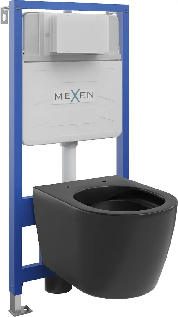 MEXEN/S WC předstěnová instalační sada Fenix Slim s mísou WC Carmen, černá mat 6103388XX85