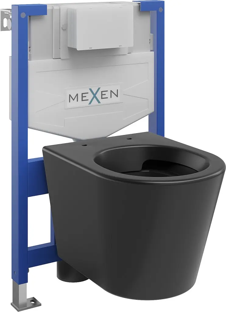 MEXEN/S WC předstěnová instalační sada Fenix XS-F s mísou WC Rico, černá mat 6803372XX85