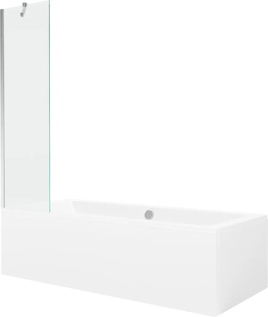 MEXEN/S Cube obdélníková vana 170 x 80 cm s panelem + vanová zástěna 50, transparent, chrom 550517080X9505000001