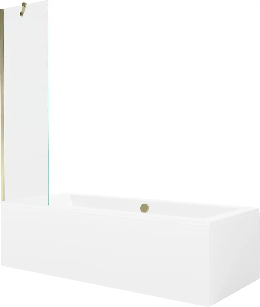 MEXEN/S Cube obdélníková vana 170 x 80 cm s panelem + vanová zástěna 50, transparent, zlatá 550517080X9505000050