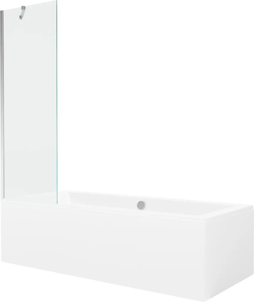 MEXEN/S Cube obdélníková vana 170 x 80 cm s panelem + vanová zástěna 60, transparent, chrom 550517080X9506000001