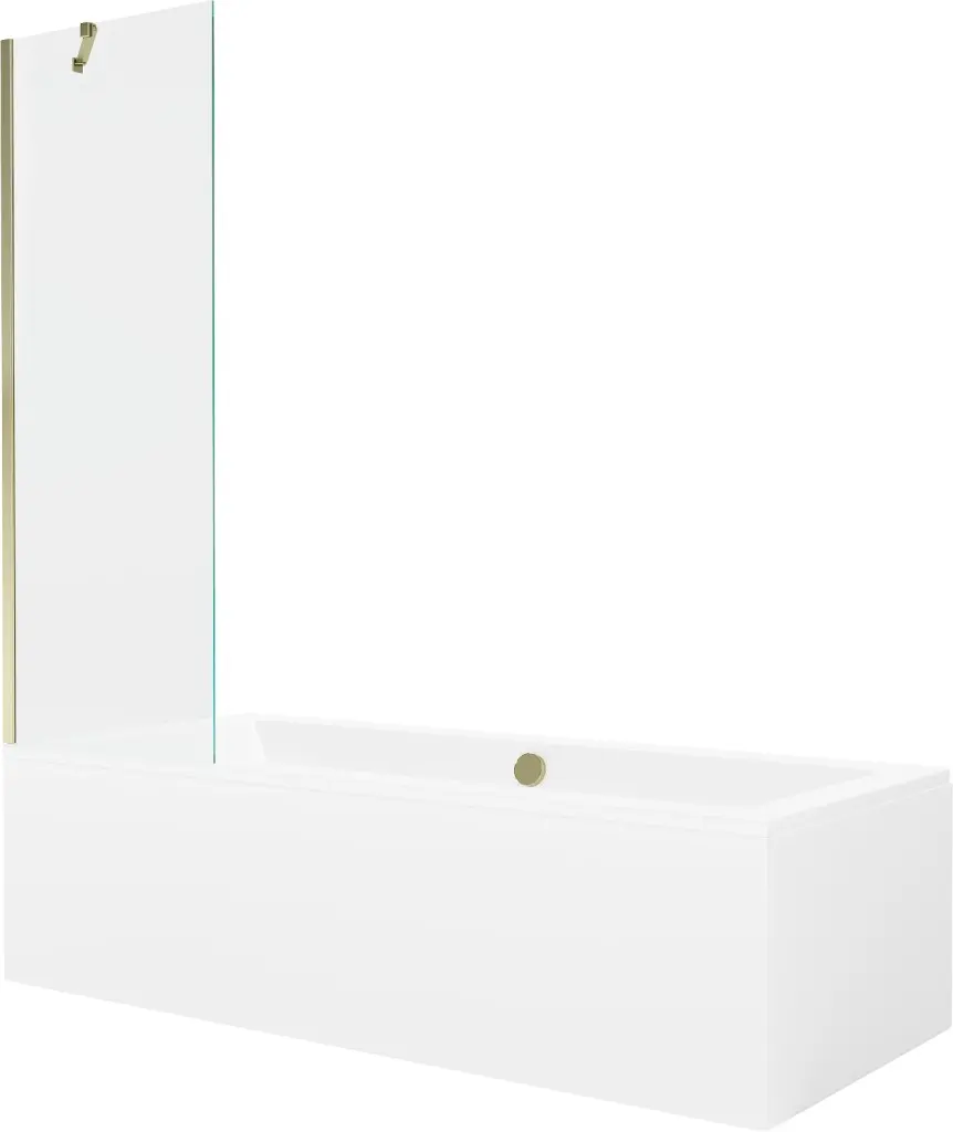 MEXEN/S Cube obdélníková vana 170 x 80 cm s panelem + vanová zástěna 60, transparent, zlatá 550517080X9506000050