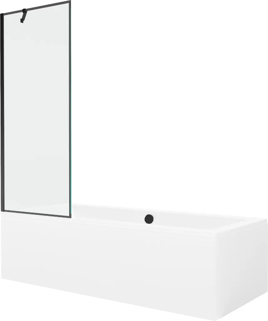 MEXEN/S Cube obdélníková vana 170 x 80 cm s panelem + vanová zástěna 70, černá vzor 550517080X9507007070