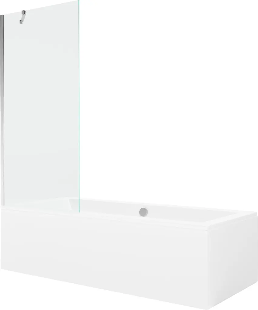 MEXEN/S Cube obdélníková vana 170 x 80 cm s panelem + vanová zástěna 80, transparent, chrom 550517080X9508000001