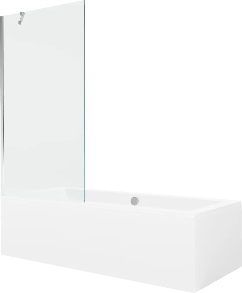MEXEN/S Cube obdélníková vana 170 x 80 cm s panelem + vanová zástěna 90, transparent, chrom 550517080X9509000001