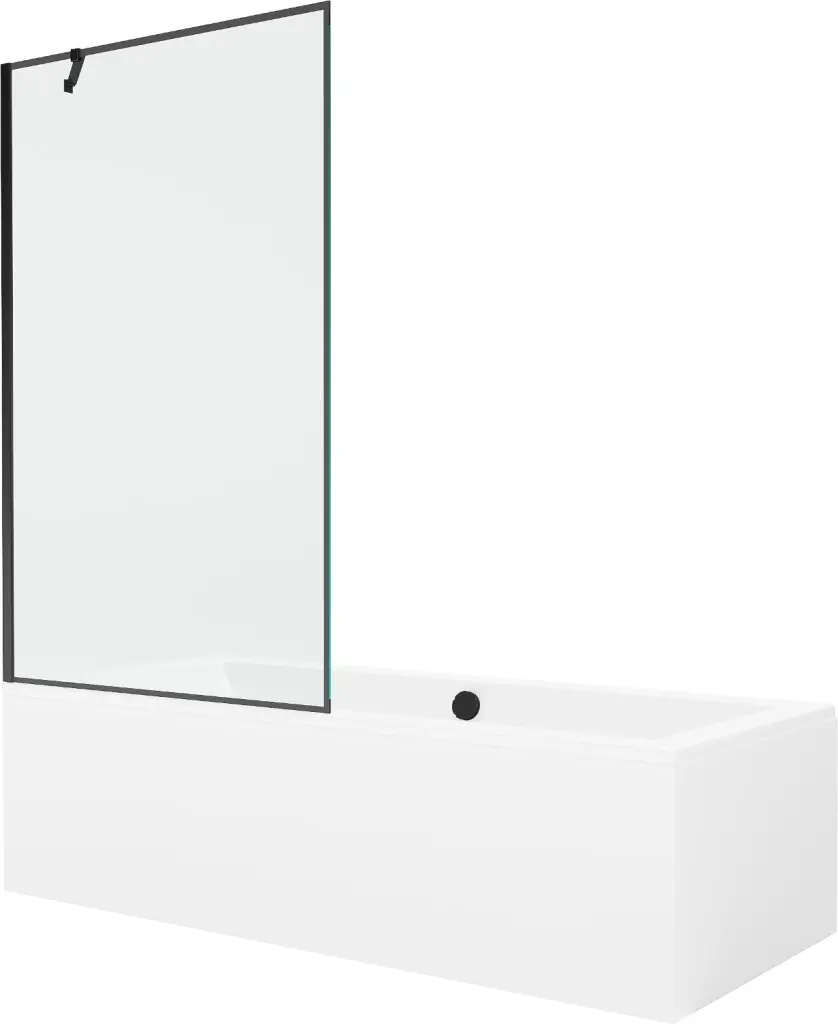 MEXEN/S Cube obdélníková vana 170 x 80 cm s panelem + vanová zástěna 100, černá vzor 550517080X9510007070