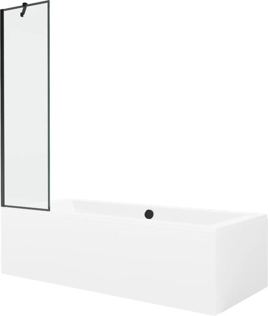 MEXEN/S Cube obdélníková vana 180 x 80 cm s panelem + vanová zástěna 50, černá vzor 550518080X9505007070