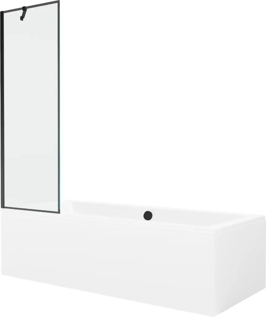 MEXEN/S Cube obdélníková vana 180 x 80 cm s panelem + vanová zástěna 60, černá vzor 550518080X9506007070