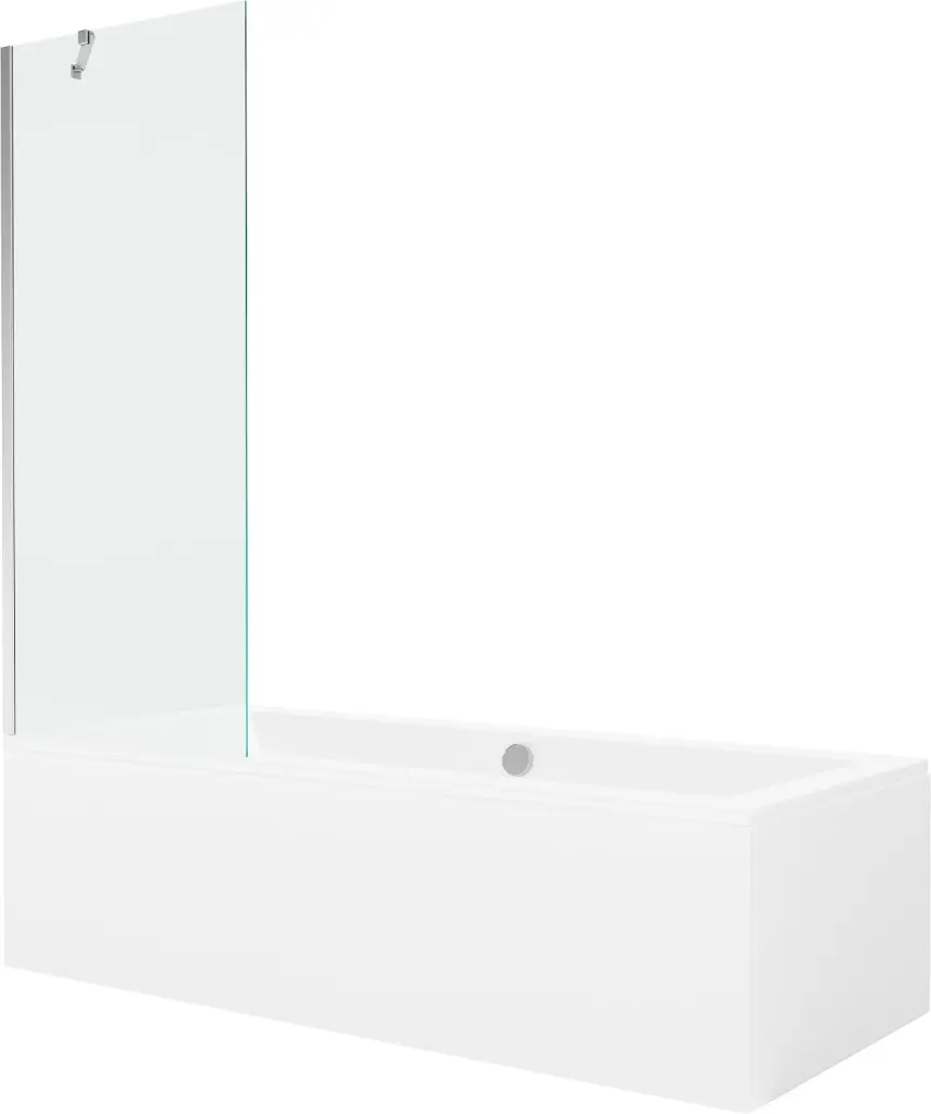 MEXEN/S Cube obdélníková vana 180 x 80 cm s panelem + vanová zástěna 70, transparent, chrom 550518080X9507000001