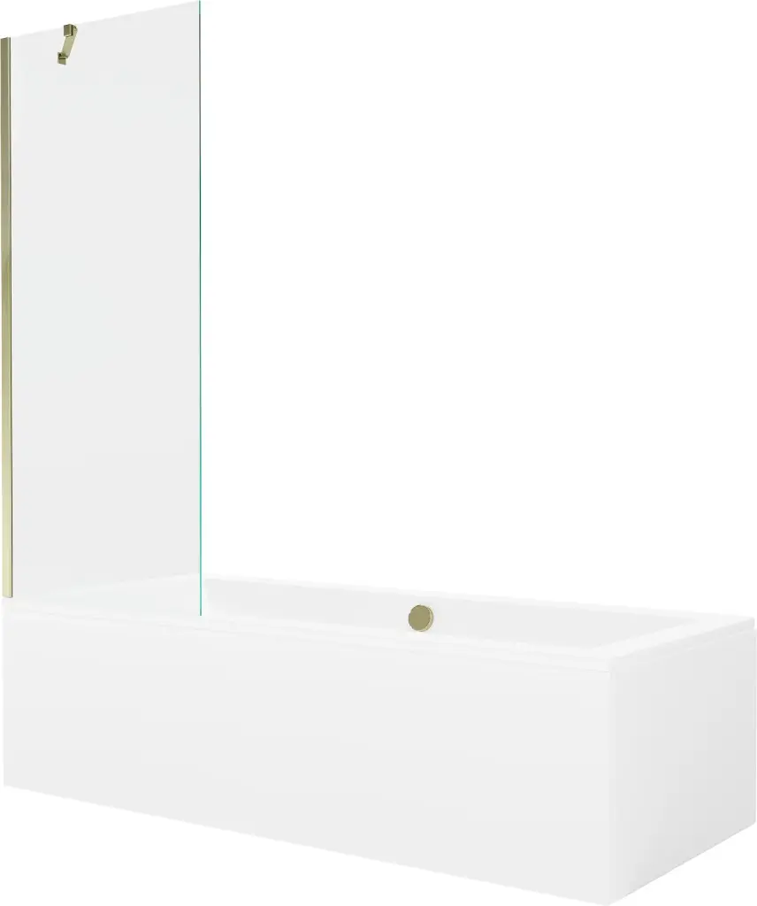 MEXEN/S Cube obdélníková vana 180 x 80 cm s panelem + vanová zástěna 70, transparent, zlatá 550518080X9507000050