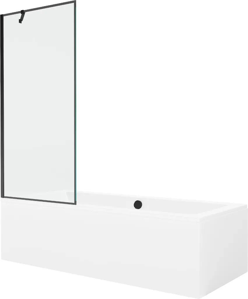 MEXEN/S Cube obdélníková vana 180 x 80 cm s panelem + vanová zástěna 80, černá vzor 550518080X9508007070