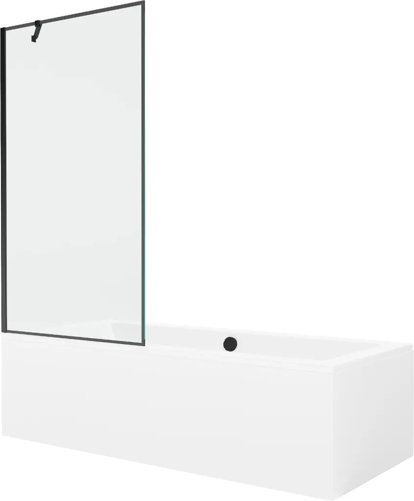 MEXEN/S Cube obdélníková vana 180 x 80 cm s panelem + vanová zástěna 90, černá vzor 550518080X9509007070