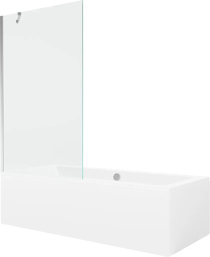 MEXEN/S Cube obdélníková vana 180 x 80 cm s panelem + vanová zástěna 100, transparent, chrom 550518080X9510000001