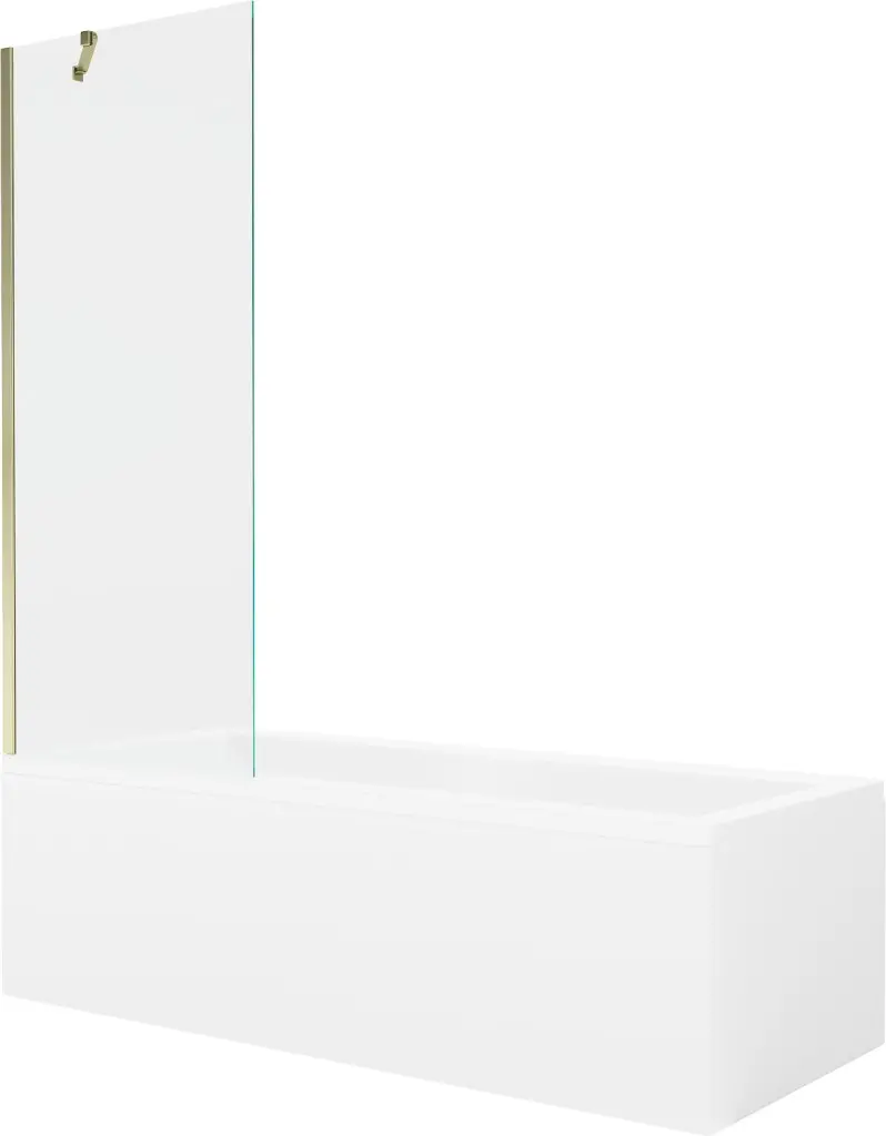 MEXEN/S Cubik obdélníková vana 150 x 70 cm s panelem + vanová zástěna 70, transparent, zlatá 550315070X9507000050