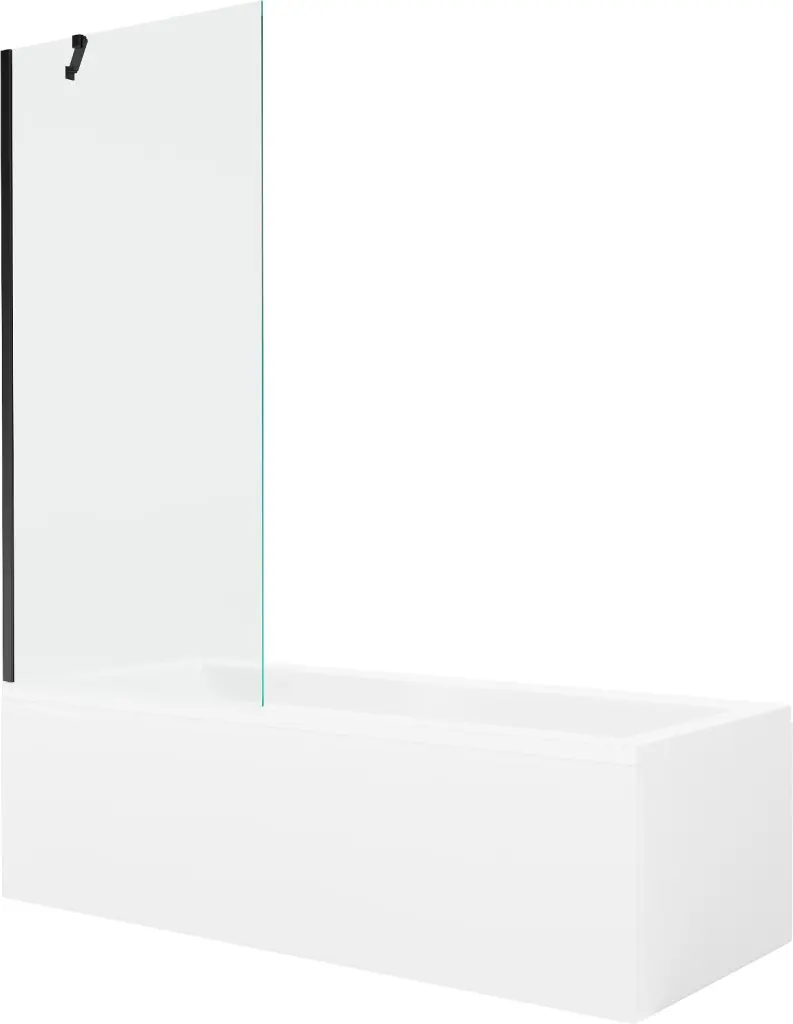 MEXEN/S Cubik obdélníková vana 150 x 70 cm s panelem + vanová zástěna 80, transparent, černá 550315070X9508000070