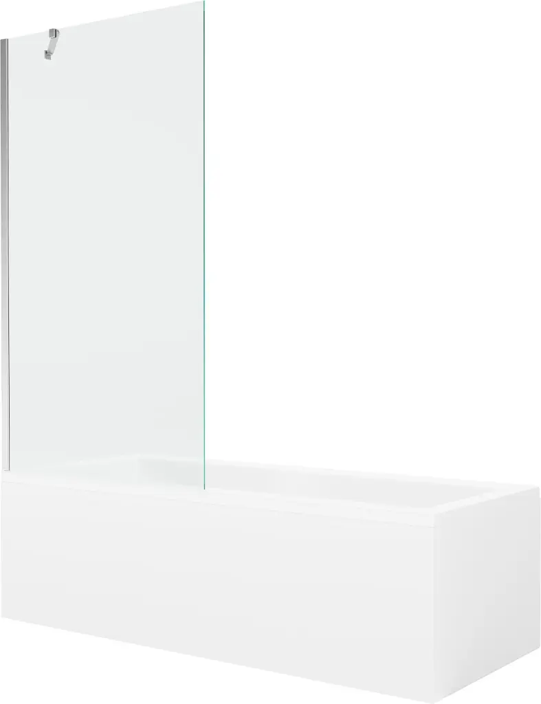 MEXEN/S Cubik obdélníková vana 150 x 70 cm s panelem + vanová zástěna 90, transparent, chrom 550315070X9509000001