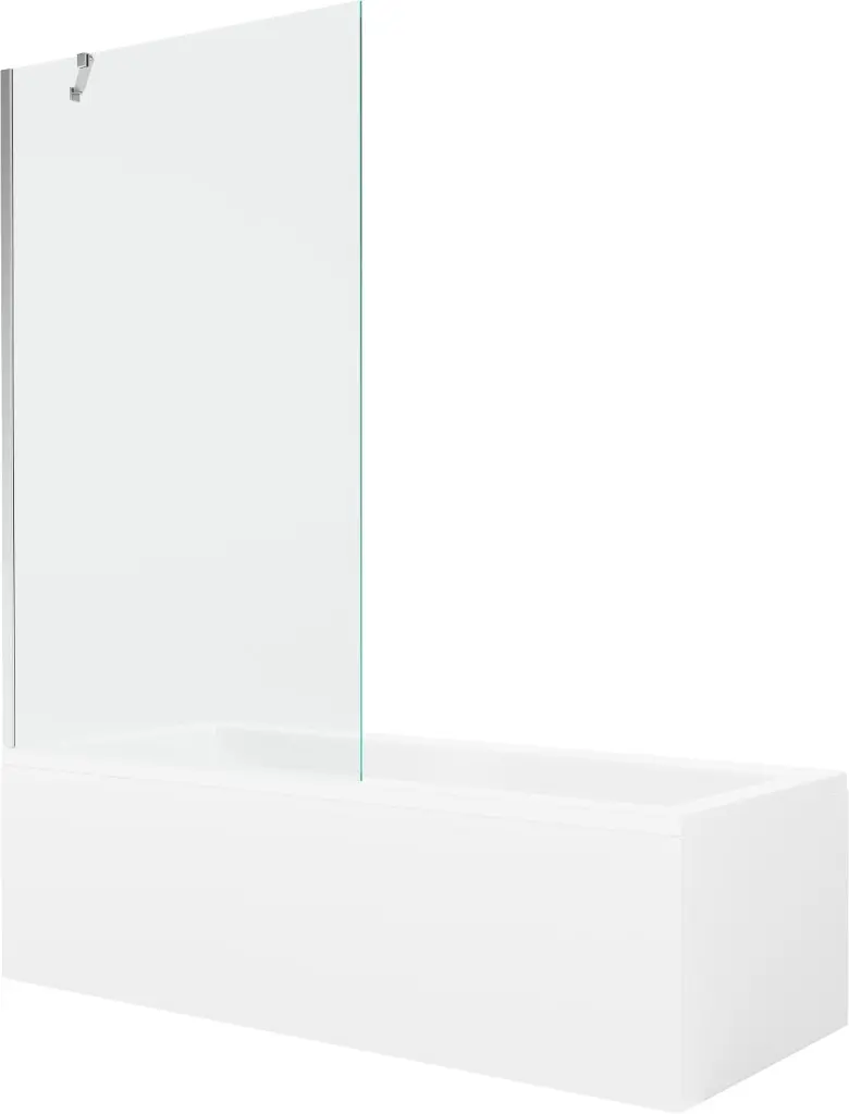 MEXEN/S Cubik obdélníková vana 150 x 70 cm s panelem + vanová zástěna 100, transparent, chrom 550315070X9510000001