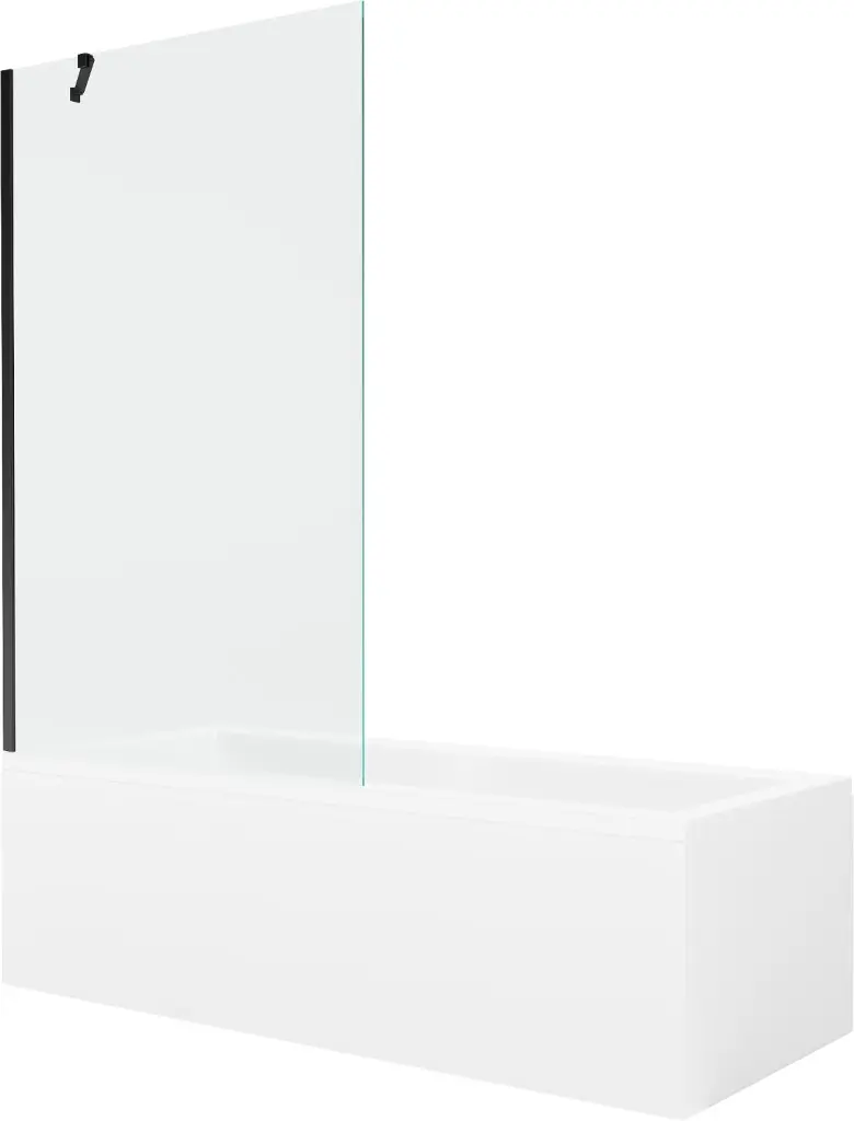 MEXEN/S Cubik obdélníková vana 150 x 70 cm s panelem + vanová zástěna 100, transparent, černá 550315070X9510000070