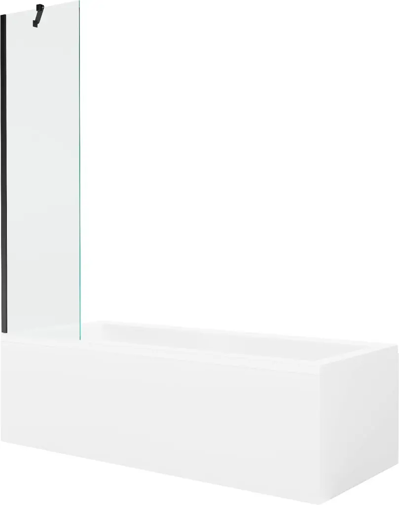 MEXEN/S Cubik obdélníková vana 160 x 70 cm s panelem + vanová zástěna 50, transparent, černá 550316070X9505000070