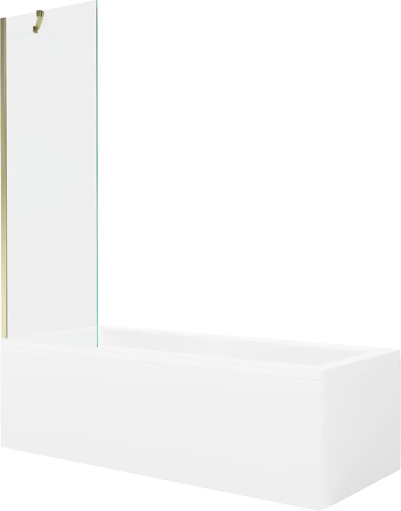 MEXEN/S Cubik obdélníková vana 160 x 70 cm s panelem + vanová zástěna 60, transparent, zlatá 550316070X9506000050