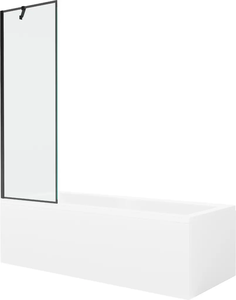 MEXEN/S Cubik obdélníková vana 160 x 70 cm s panelem + vanová zástěna 60, černá vzor 550316070X9506007070