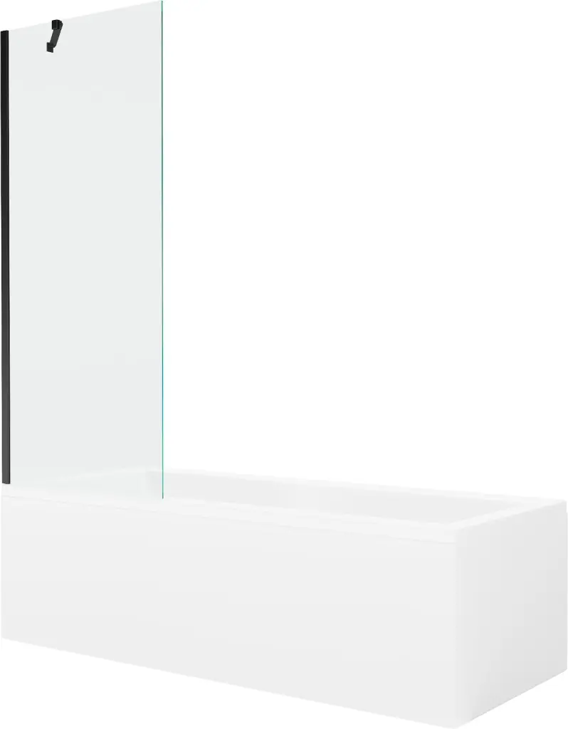 MEXEN/S Cubik obdélníková vana 160 x 70 cm s panelem + vanová zástěna 70, transparent, černá 550316070X9507000070