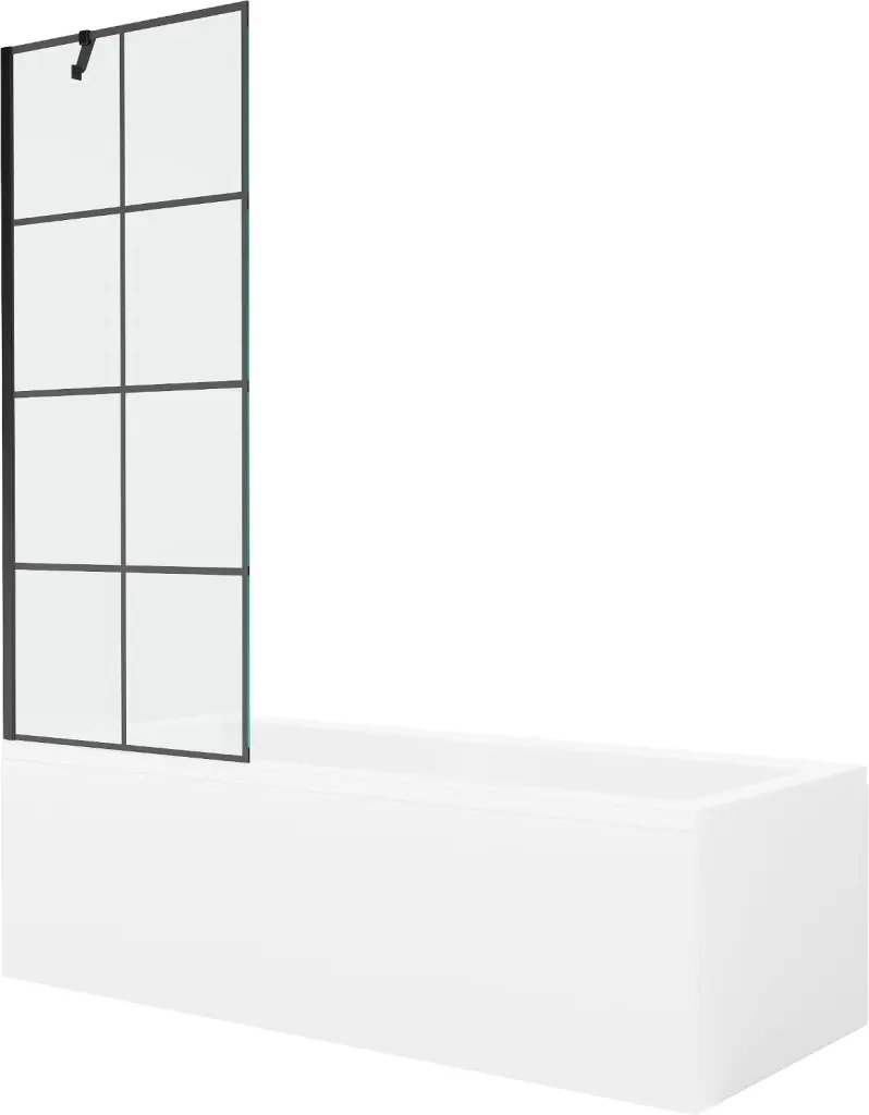 MEXEN/S Cubik obdélníková vana 160 x 70 cm s panelem + vanová zástěna 70, černá vzor 550316070X9507007077