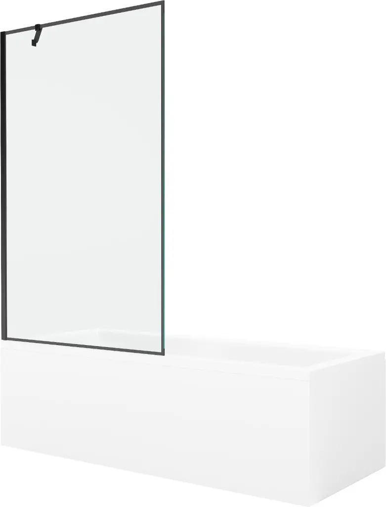 MEXEN/S Cubik obdélníková vana 160 x 70 cm s panelem + vanová zástěna 100, černá vzor 550316070X9510007070