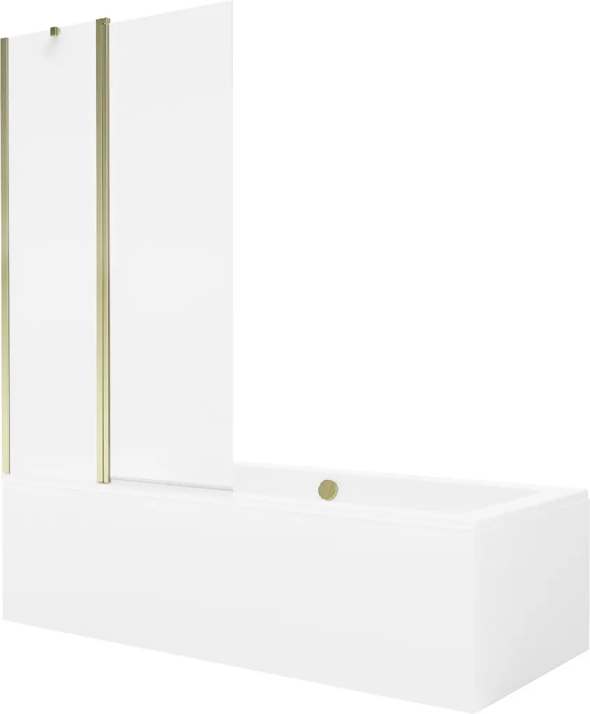 MEXEN/S Cube obdélníková vana 180 x 80 cm s panelem + vanová zástěna 100, transparent, zlatá 550518080X9410115000